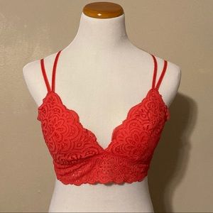 Aerie Red lace strappy bralette